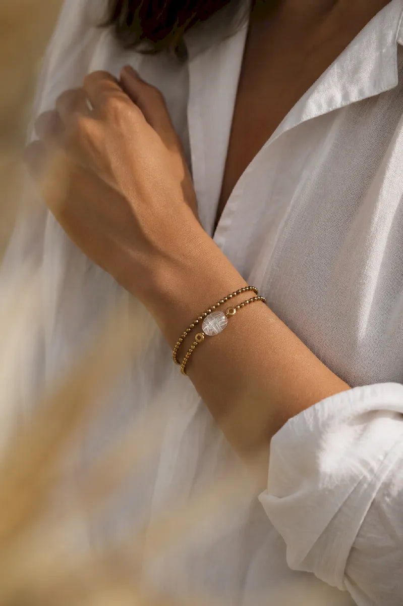 BRACELET DOUBLE PROTECT SCARABEE CRISTAL DE ROCHE