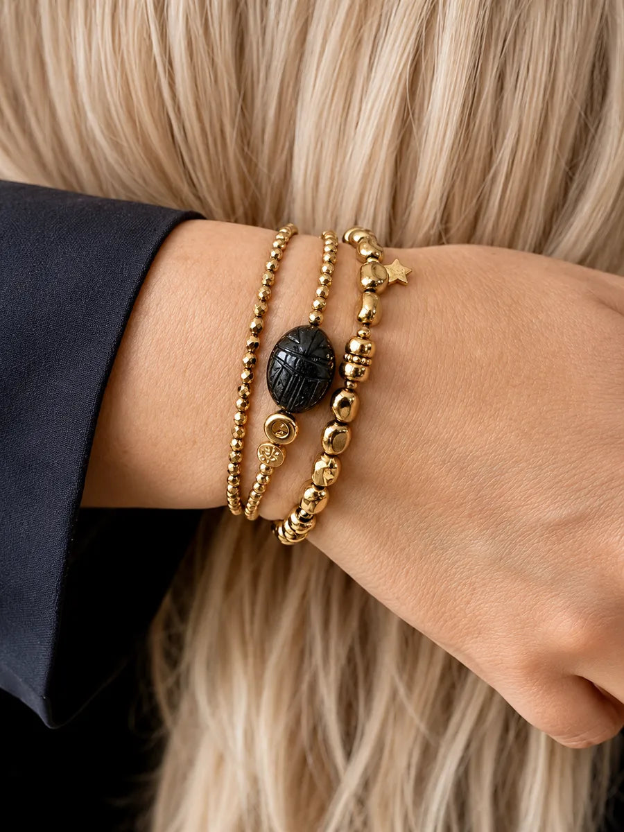 Bracelet en obsidienne dorée, vue 2 - Paulette Quincaillerie