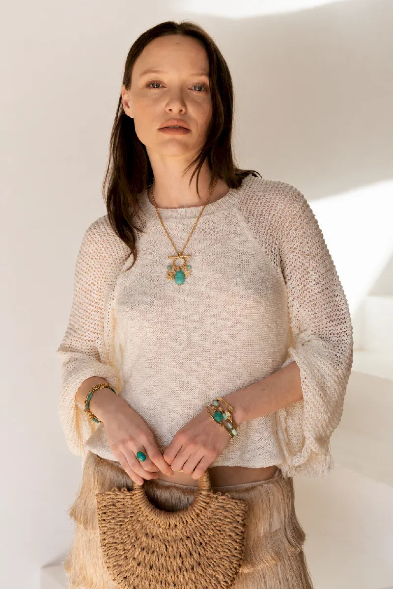 Collier Toggle grigris SCARABEE AMAZONITE