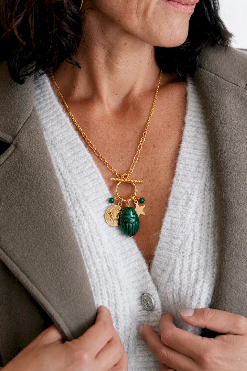 Collier en malachite, vue 2 - Paulette Quincaillerie