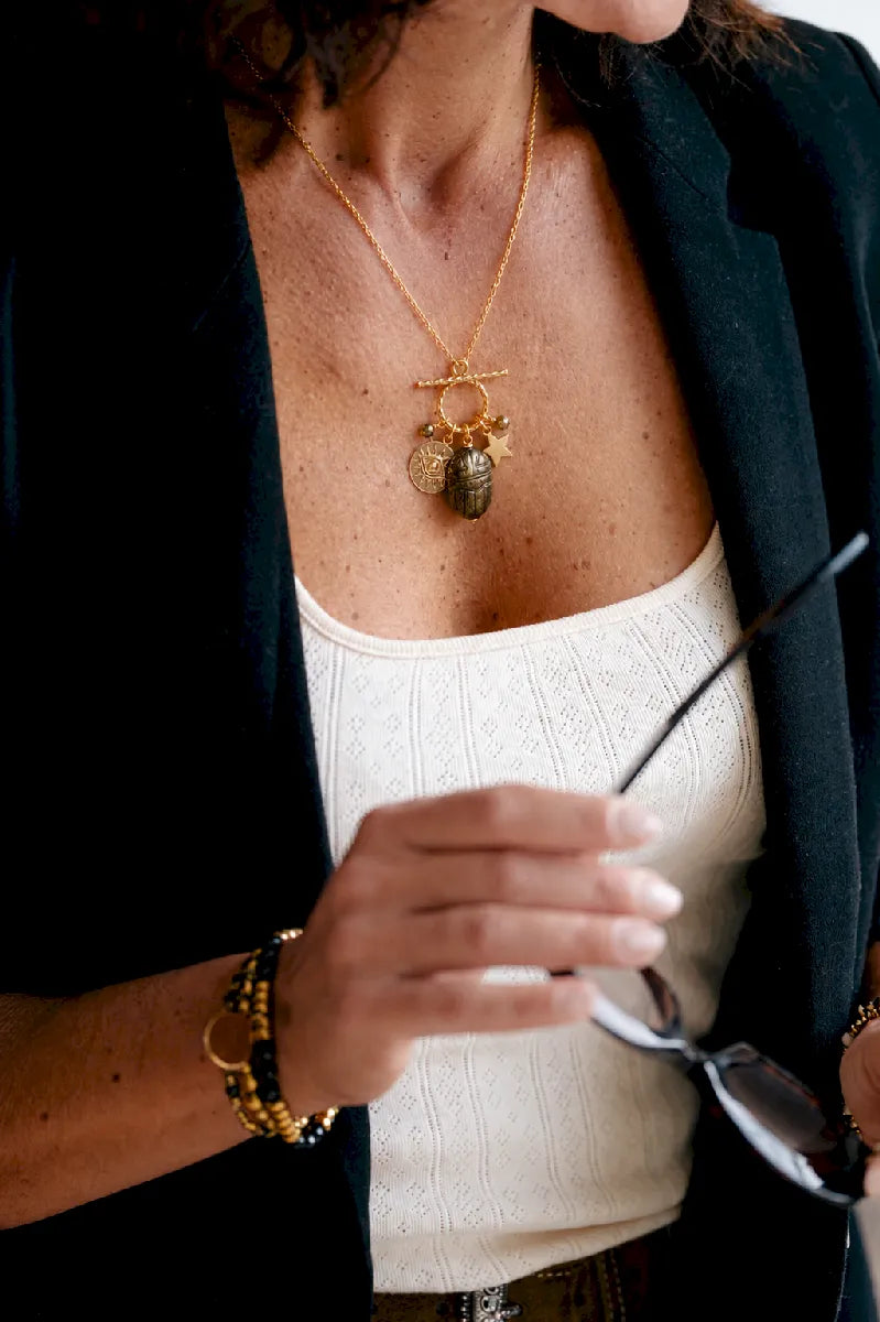 Collier en obsidienne dorée, vue 2 - Paulette Quincaillerie