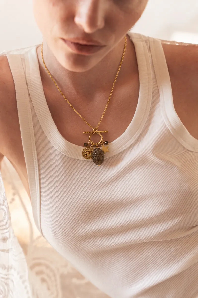Collier en quartz fumé, vue 2 - Paulette Quincaillerie