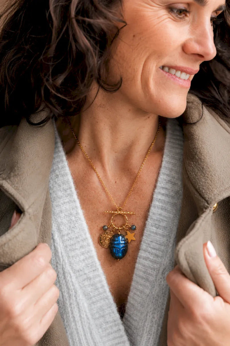 Collier en labradorite, vue 2 - Paulette Quincaillerie