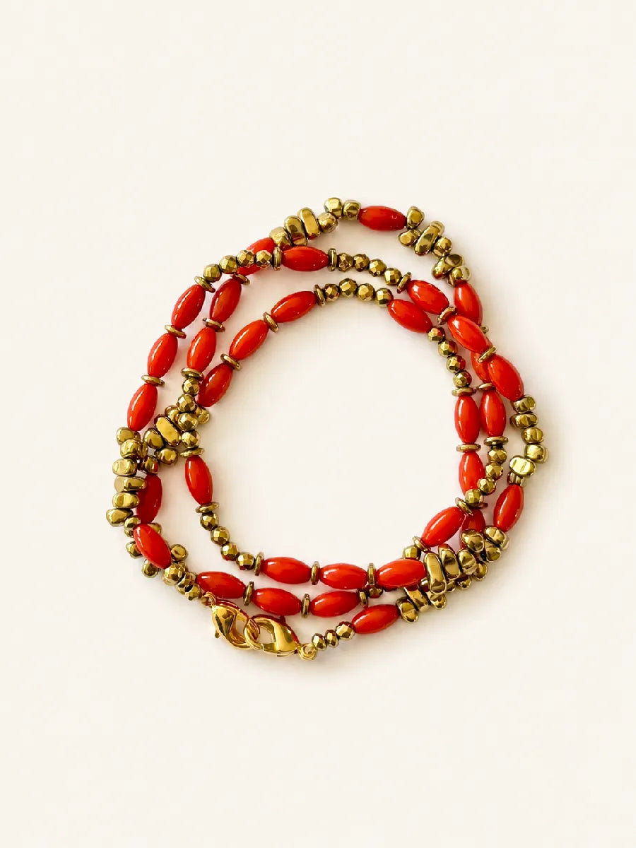 Sautoir en corail - Paulette Quincaillerie