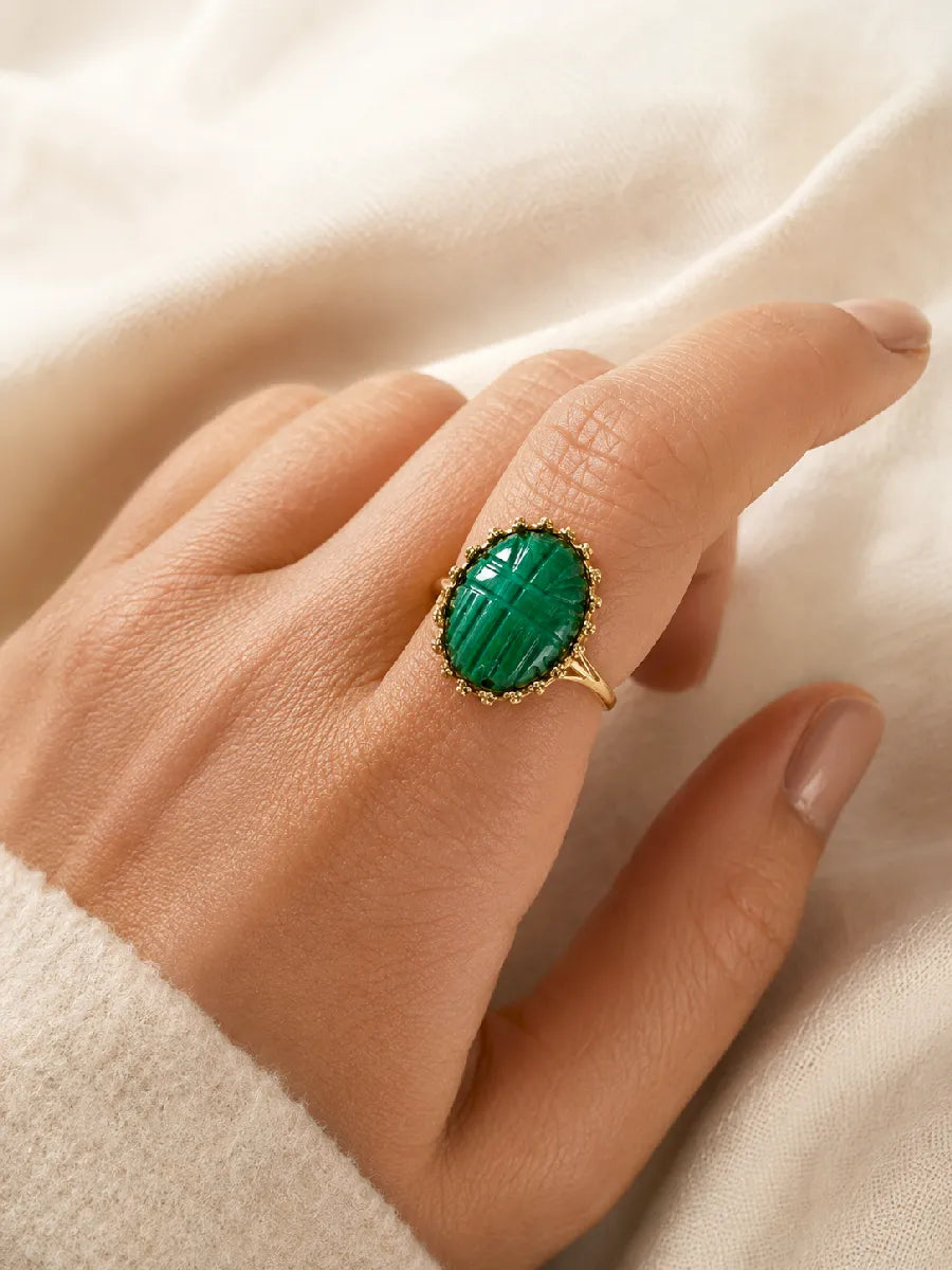 Bague en malachite, vue 2 - Paulette Quincaillerie