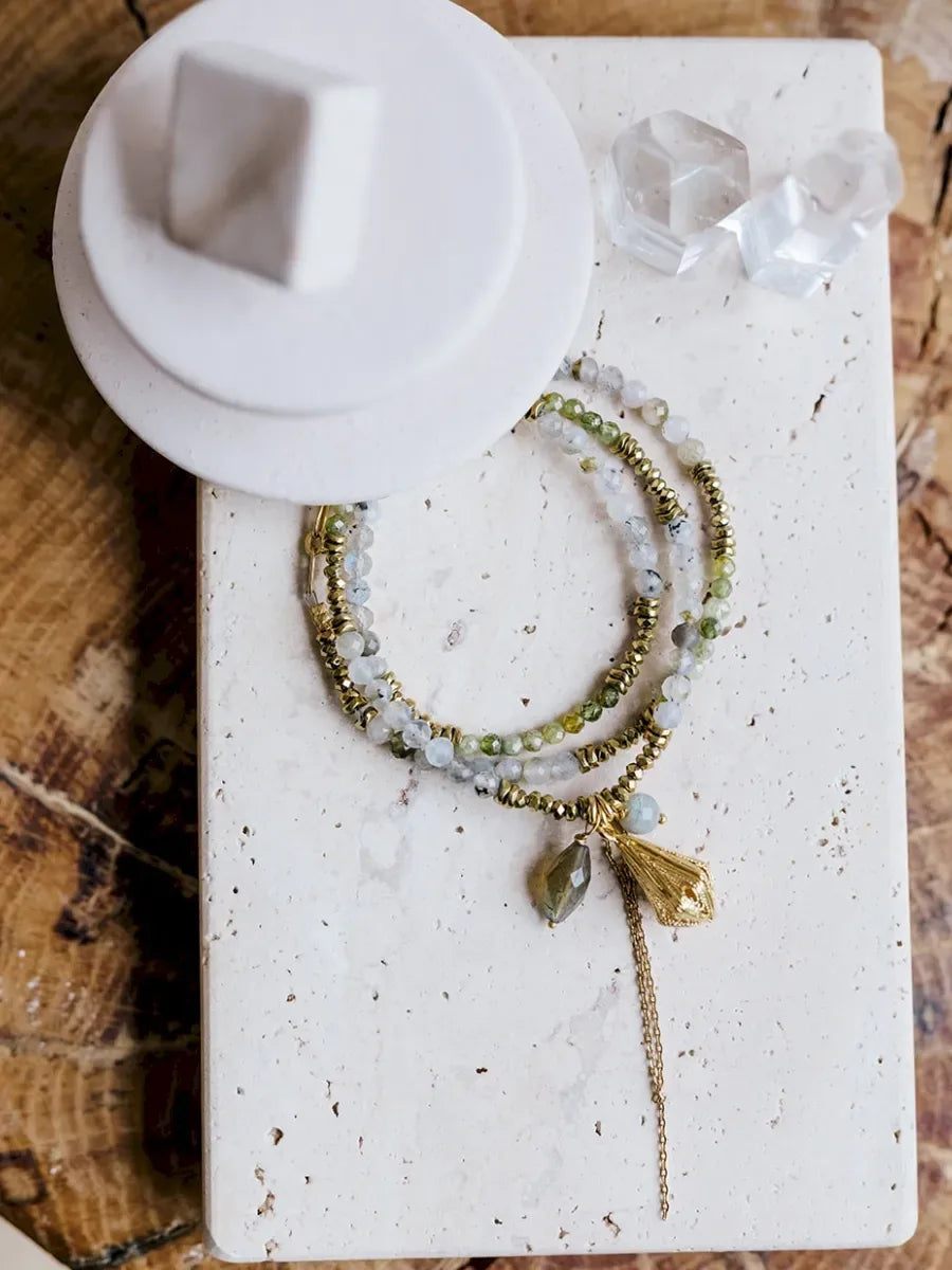 bracelet/collier freya labradorite et grenat vert