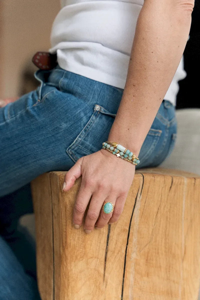 Bracelet en amazonite, vue 3 - Paulette Quincaillerie