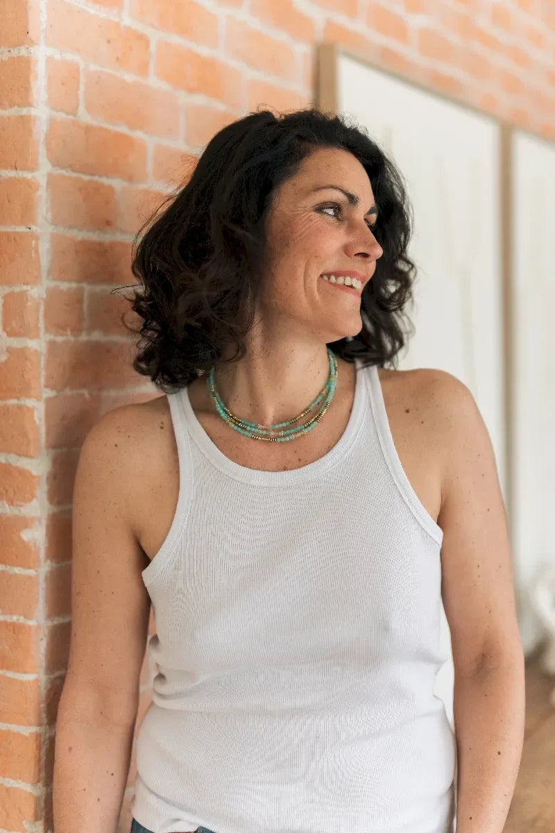 Collier en amazonite, vue 3 - Paulette Quincaillerie