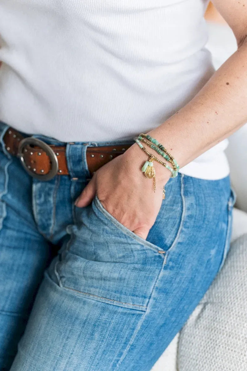Bracelet en chrysoprase, vue 2 - Paulette Quincaillerie