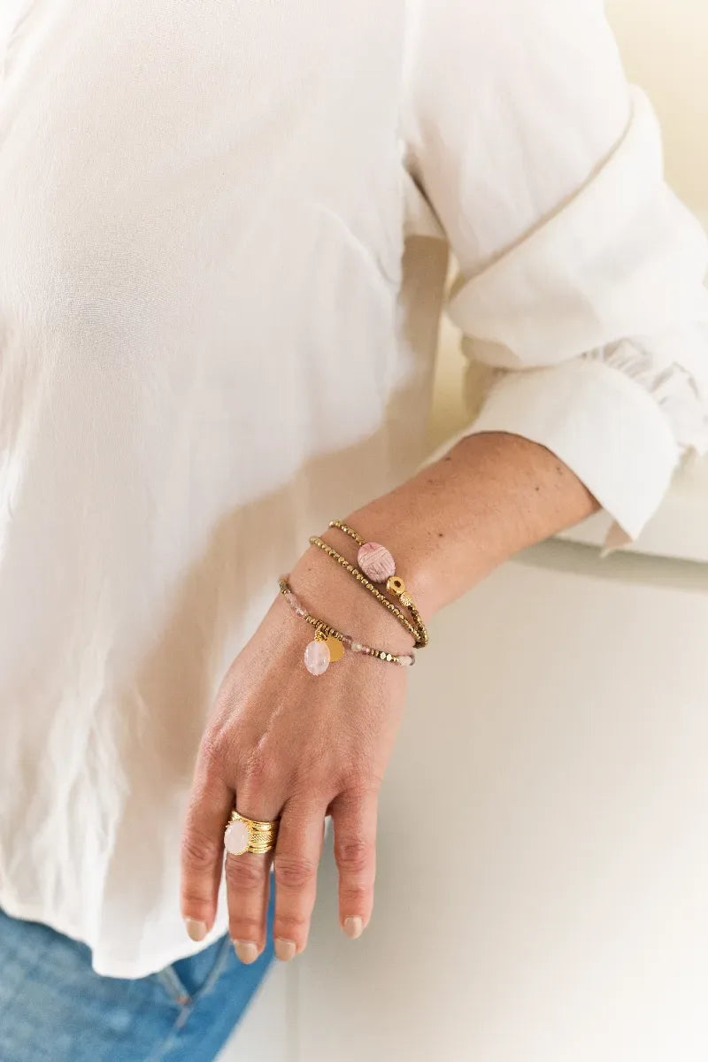 Bracelet en rhodochrosite, vue 2 - Paulette Quincaillerie