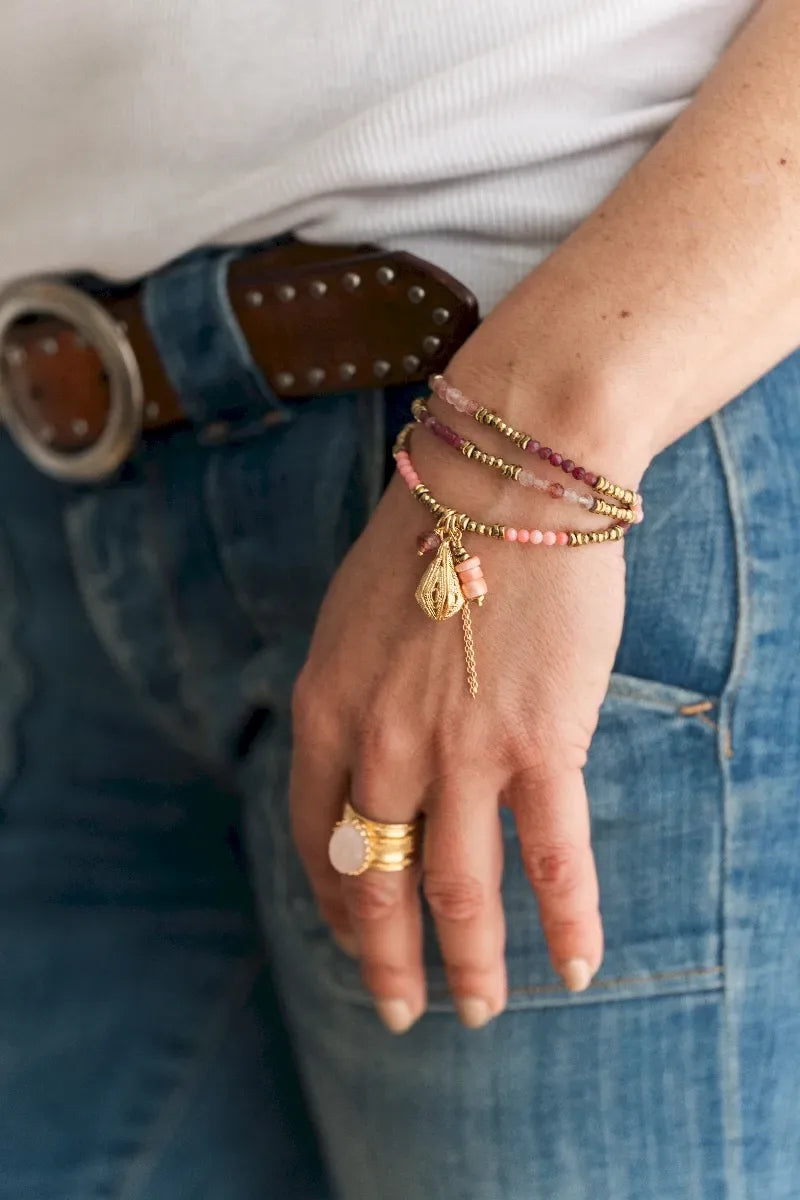 Bracelet en quartz fraise, vue 2 - Paulette Quincaillerie