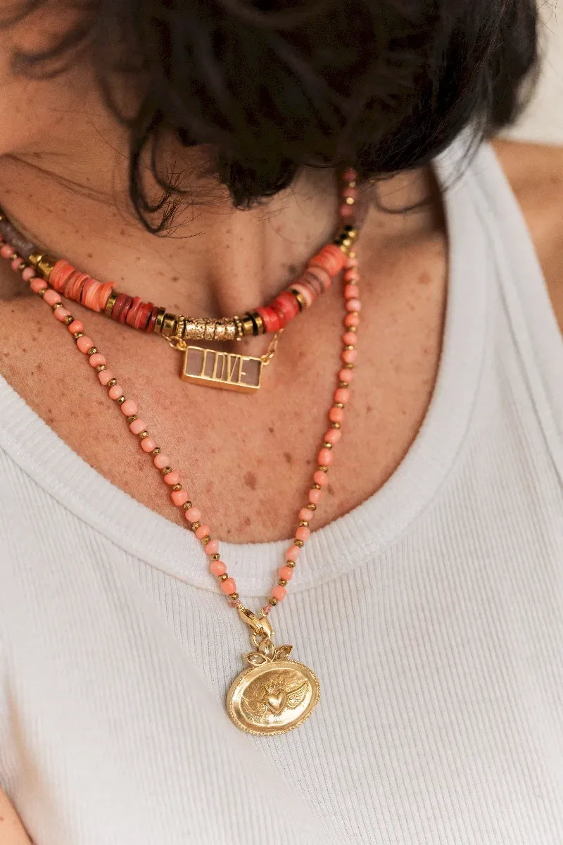 Sautoir en corail, vue 2 - Paulette Quincaillerie