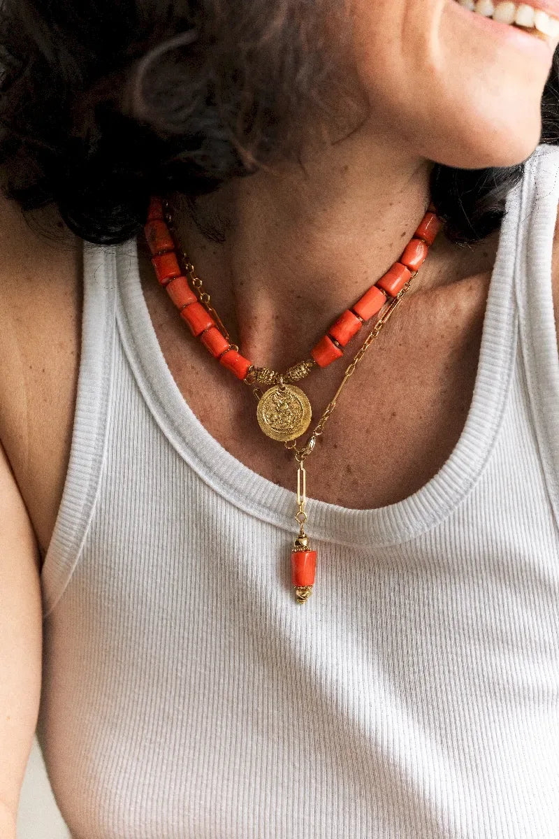 Sautoir en corail - Paulette Quincaillerie