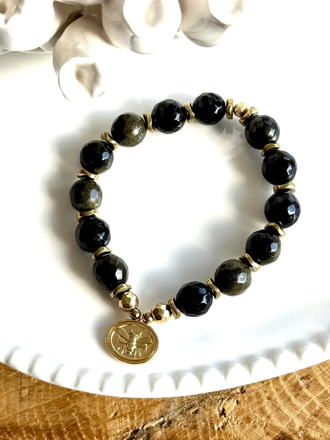 Bracelet en obsidienne dorée, vue 4 - Paulette Quincaillerie