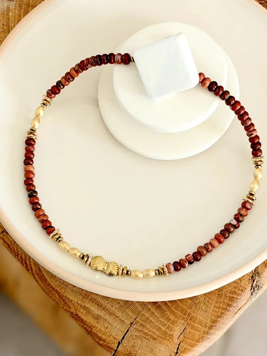 COLLIER TURANE VENUS JASPE ROUGE