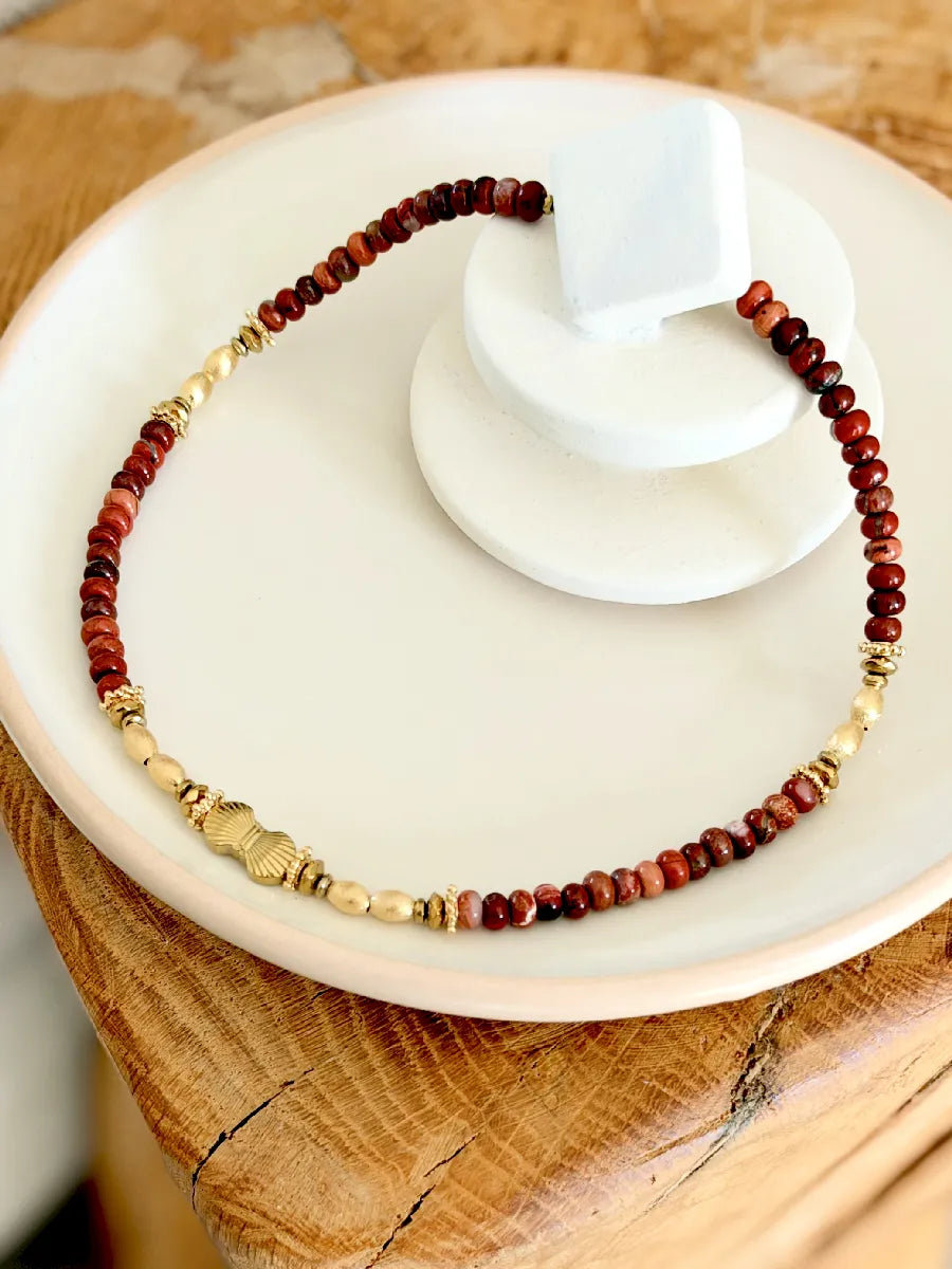 COLLIER TURANE VENUS JASPE ROUGE