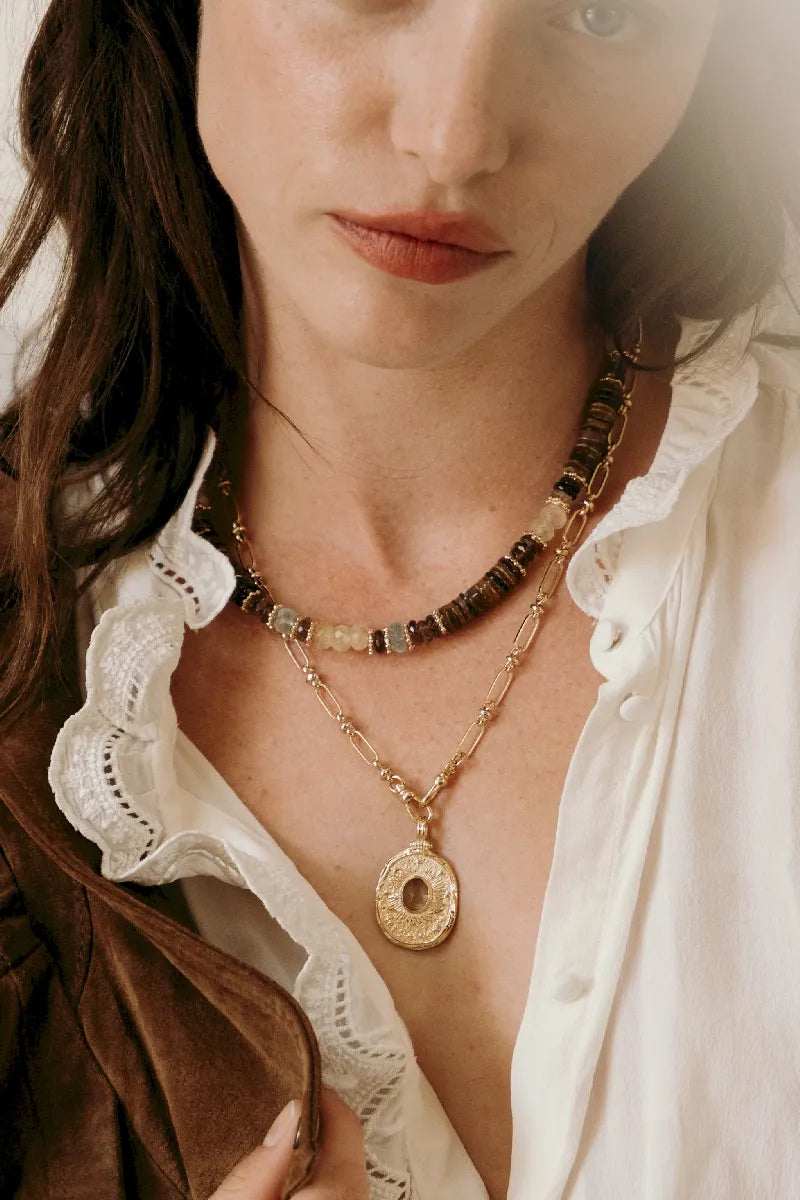 COLLIER DELHI CITRINE / AIGUE MARINE