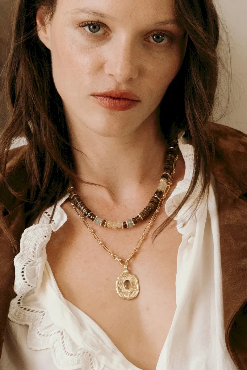 COLLIER DELHI CITRINE / AIGUE MARINE