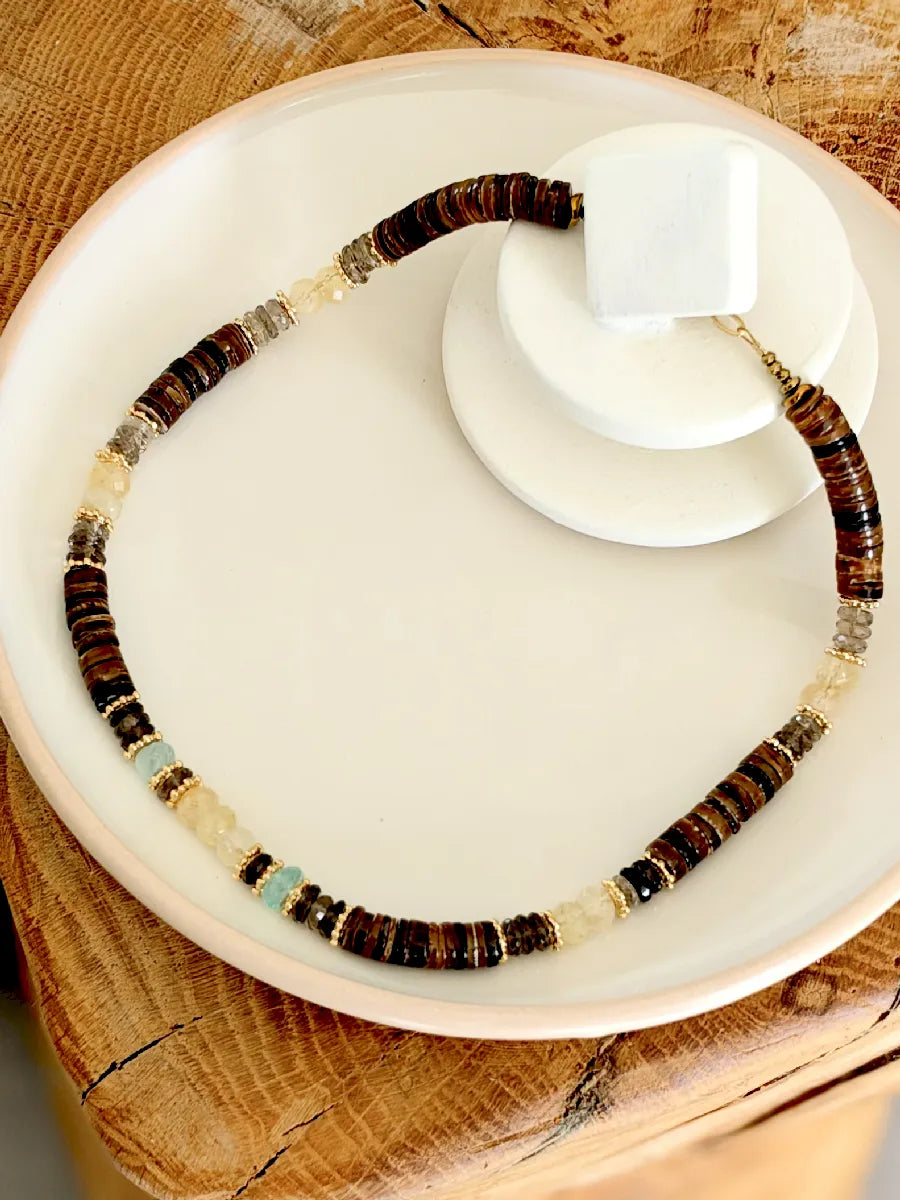 COLLIER DELHI CITRINE / AIGUE MARINE