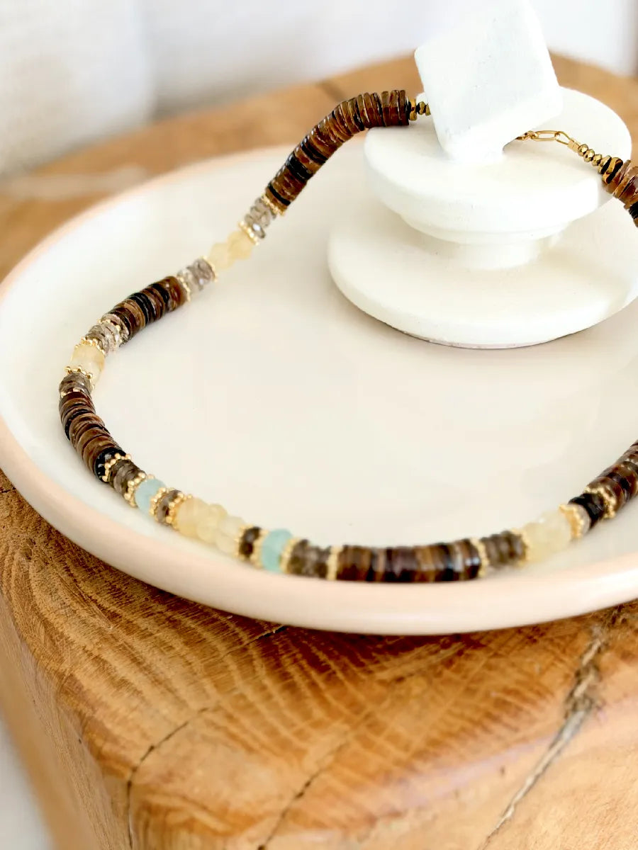 COLLIER DELHI CITRINE / AIGUE MARINE