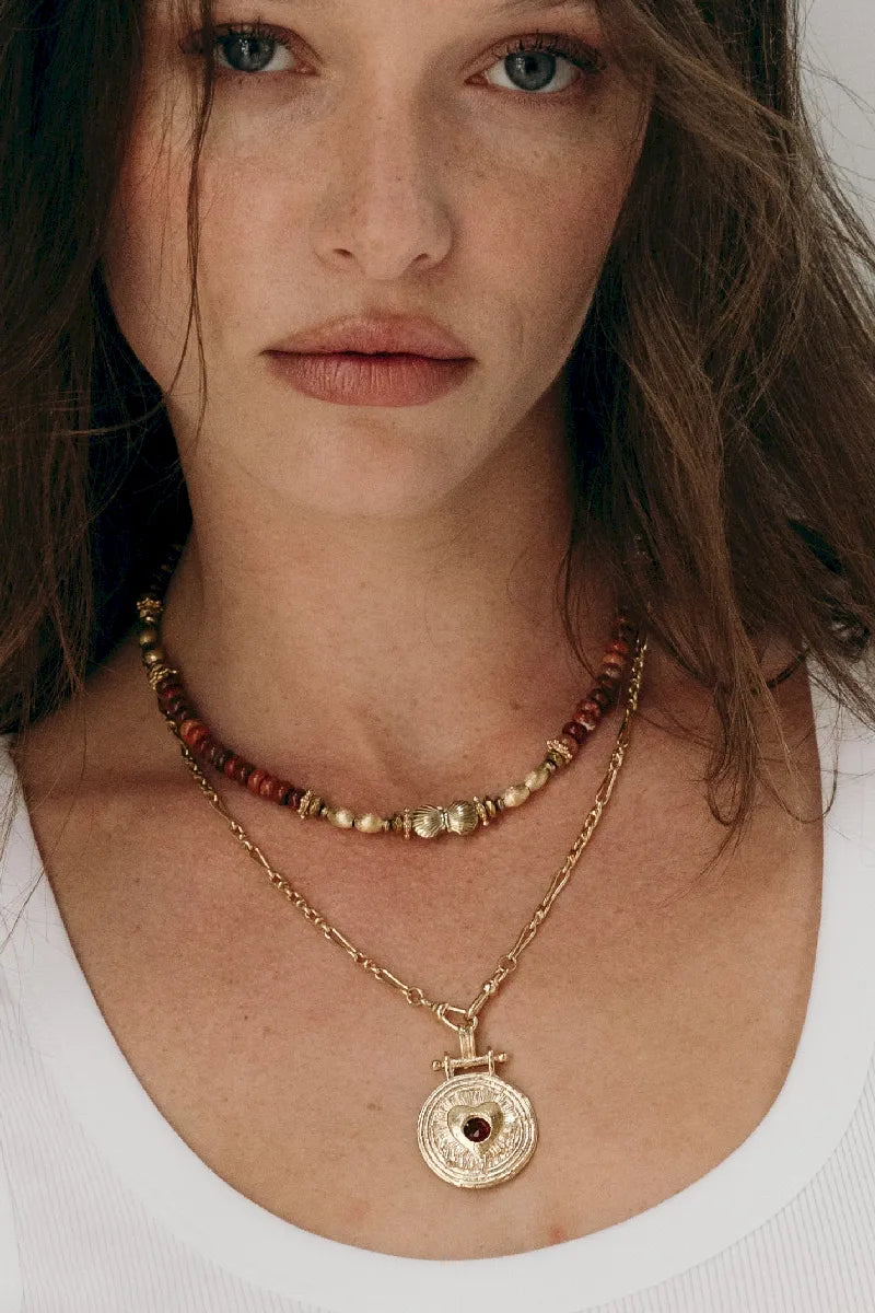 COLLIER TURANE VENUS JASPE ROUGE