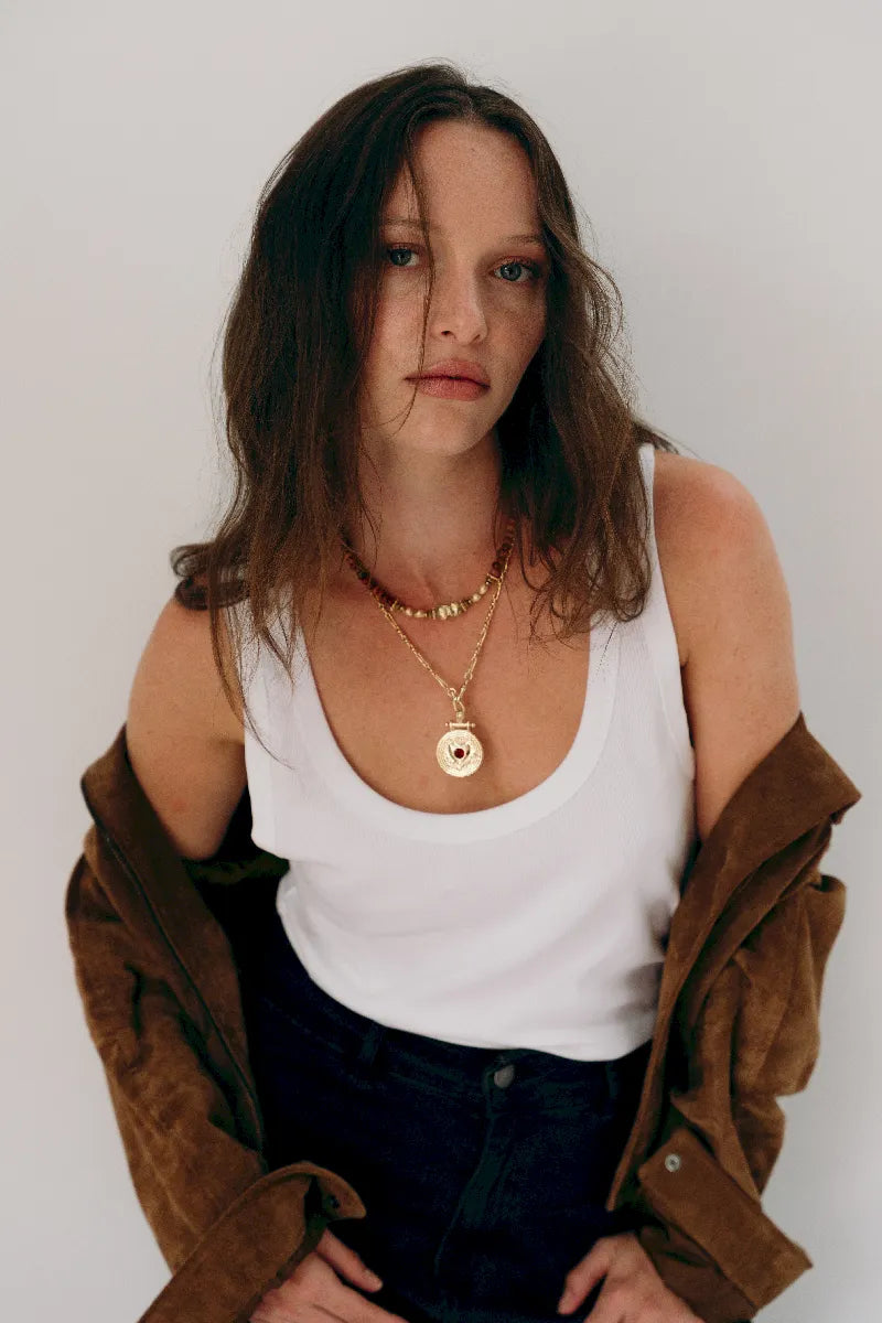 COLLIER TURANE VENUS JASPE ROUGE