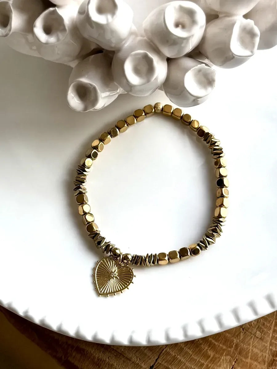 BRACELET AMORINO HÉMATITES OR CRÉATRICE MADE IN FRANCE PAULETTEQUINCAILLERIE