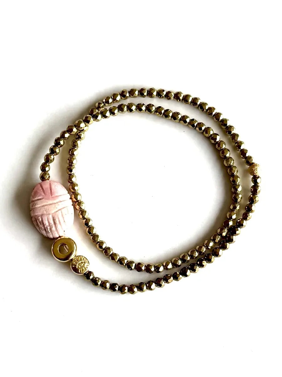 Bracelet en rhodochrosite, vue 3 - Paulette Quincaillerie