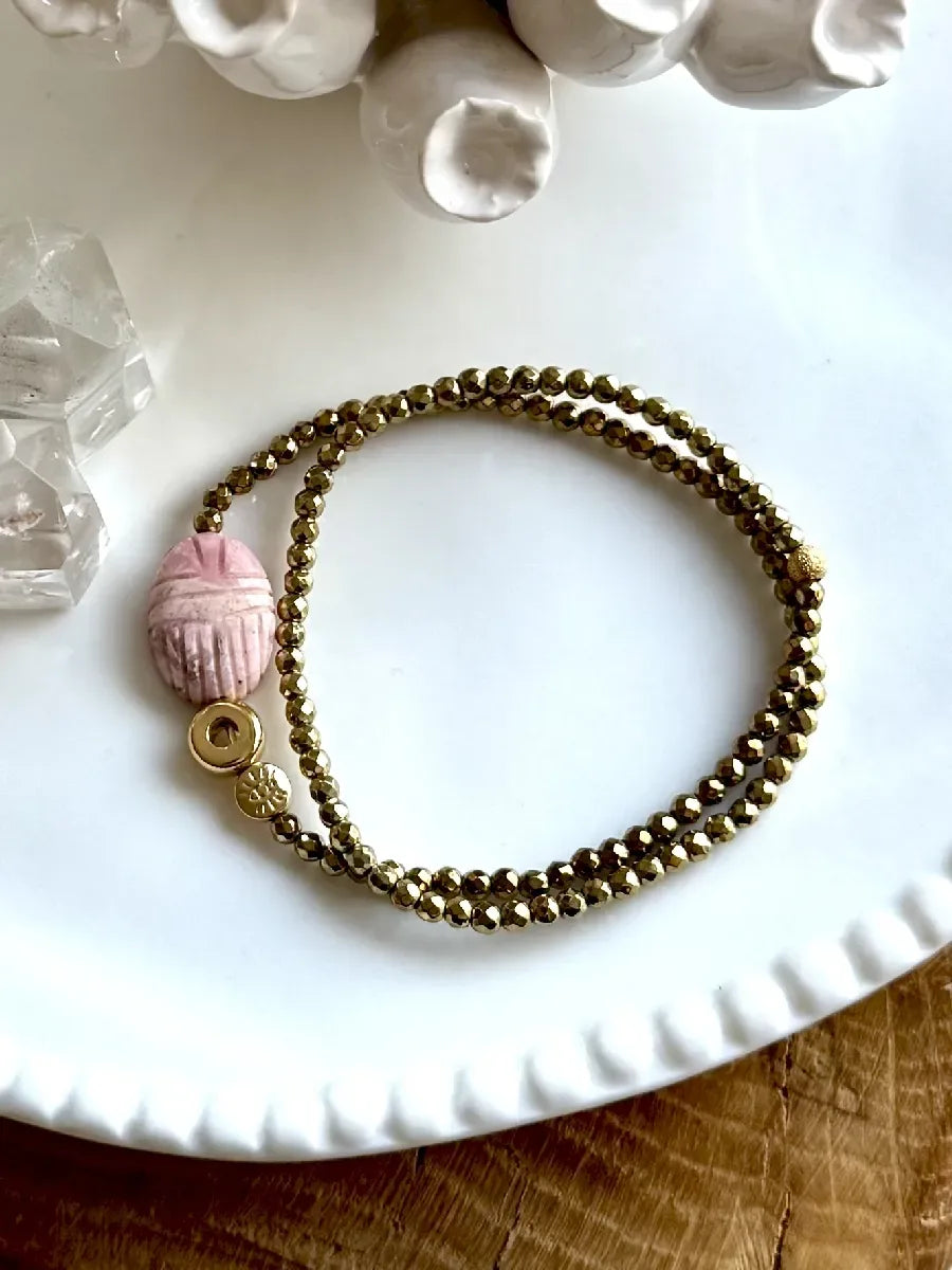 Bracelet en rhodochrosite - Paulette Quincaillerie