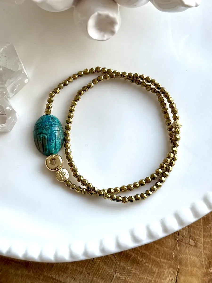 Bracelet en chrysocolle, vue 2 - Paulette Quincaillerie