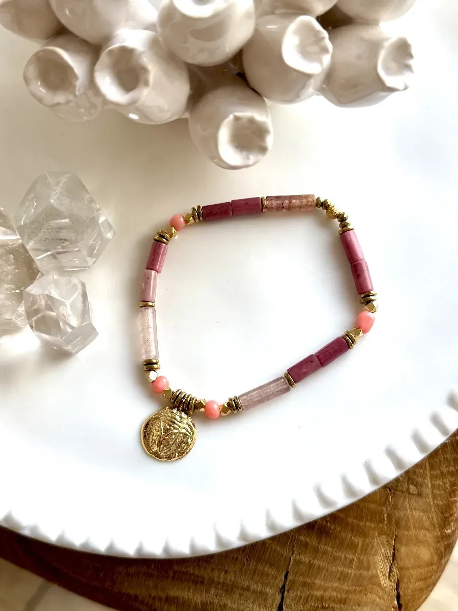 Bracelet en quartz fraise - Paulette Quincaillerie