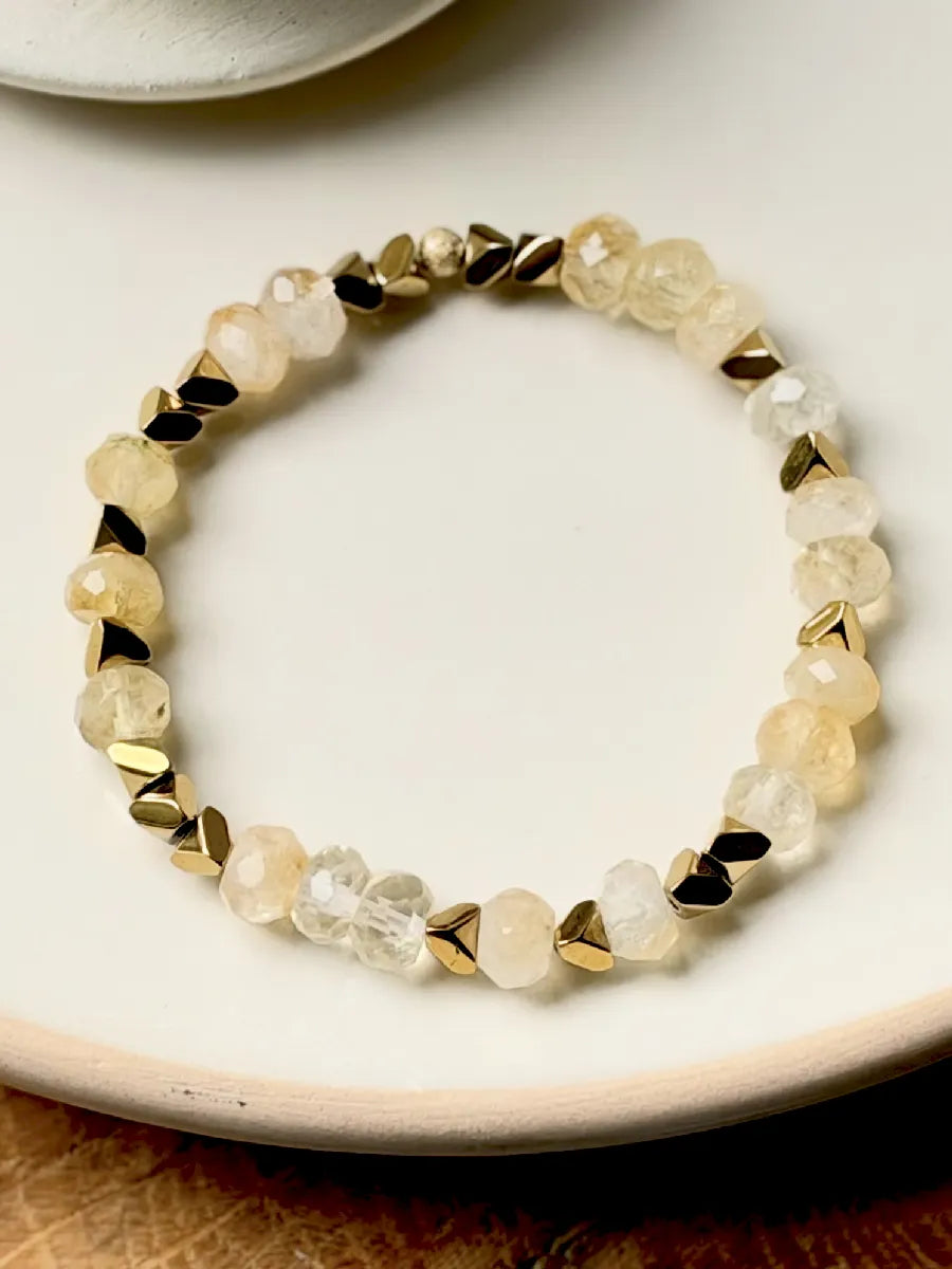 bracelet en citrine et hématites or