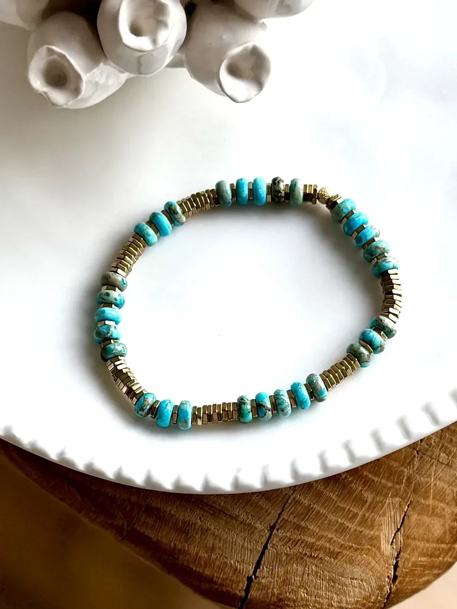 BRACELET HOWLITE TURQUOISE CRÉATRICE MADE IN FRANCE PAULETTEQUINCAILLERIE