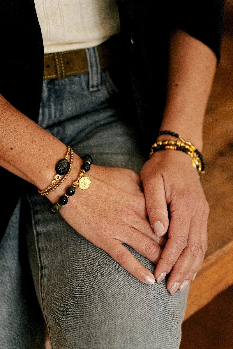 Bracelet en obsidienne dorée, vue 3 - Paulette Quincaillerie