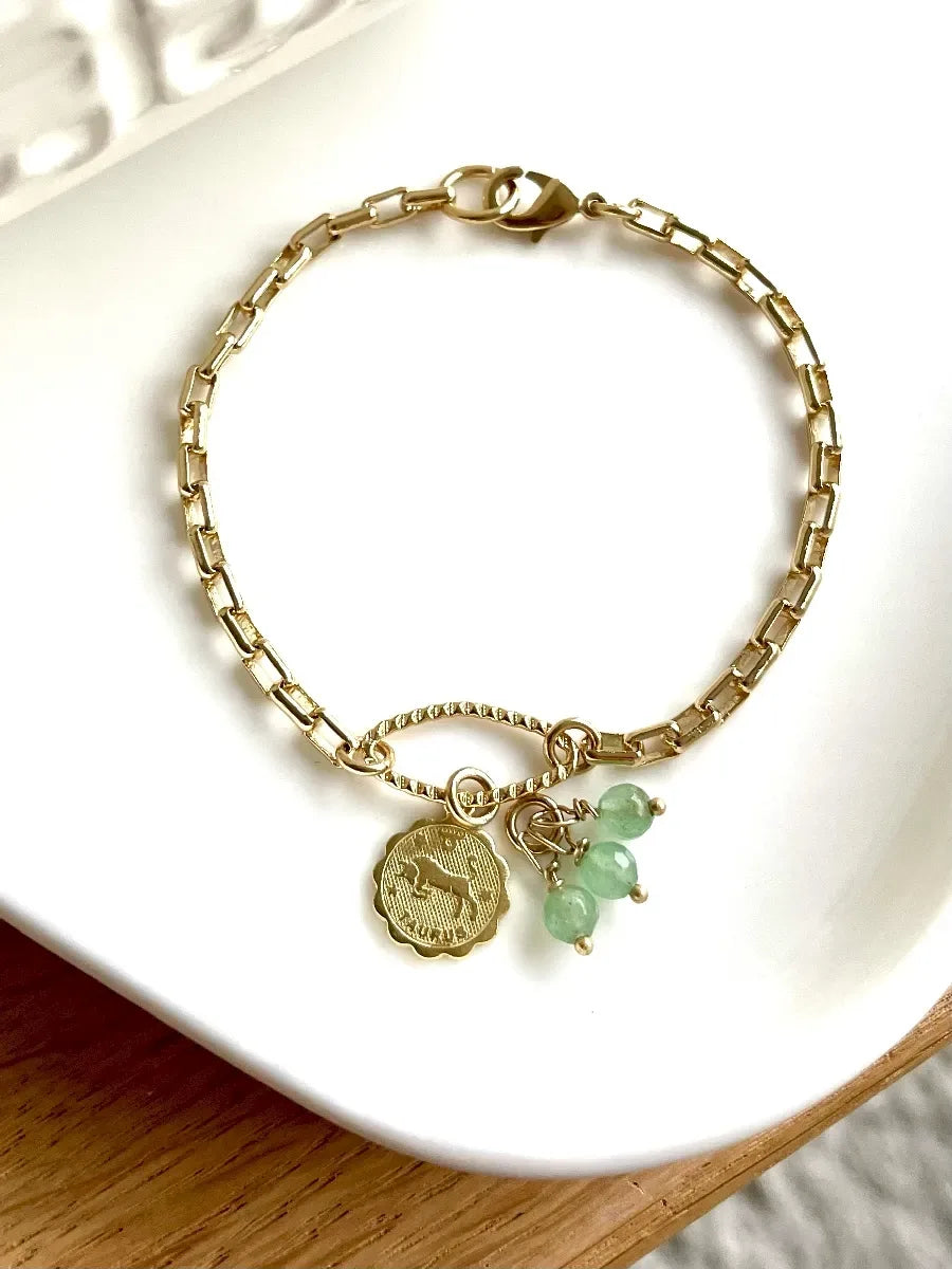 bracelet taureau chaine et aventurine