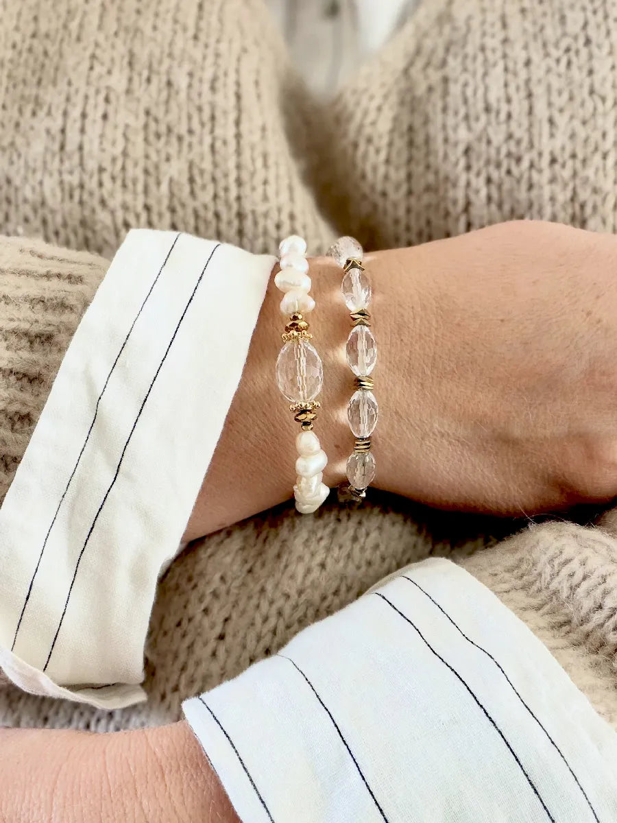 bracelets cristal et perles d'eau douce esprit vintage