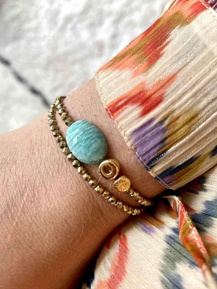 Bracelet en amazonite, vue 2 - Paulette Quincaillerie