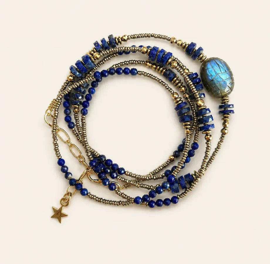 Bijou multitours en lapis-lazuli - Paulette Quincaillerie