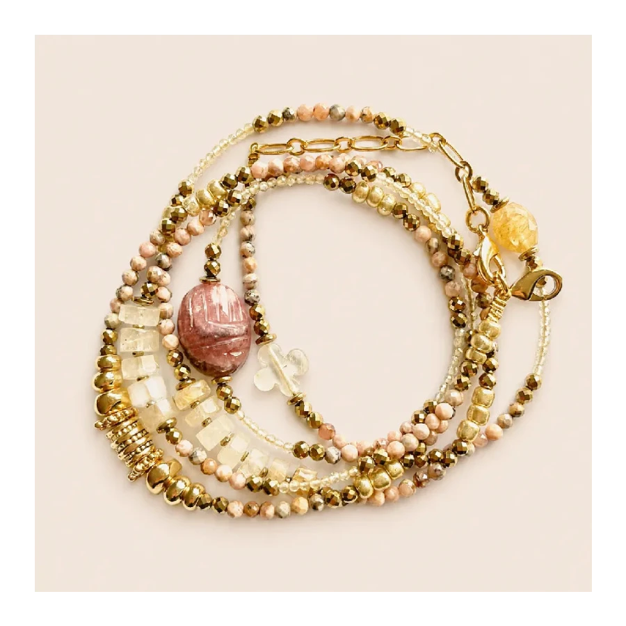 Bijou multitours en rhodochrosite - Paulette Quincaillerie