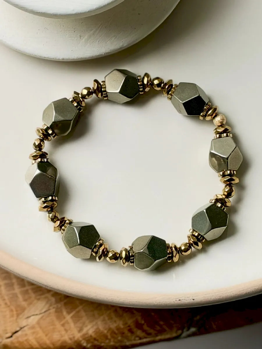 bracelet samba en pépites de pyrite et or