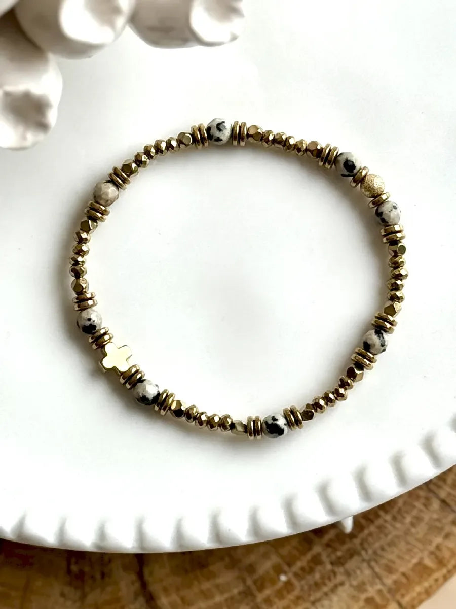 Bracelet en jaspe dalmatien - Paulette Quincaillerie