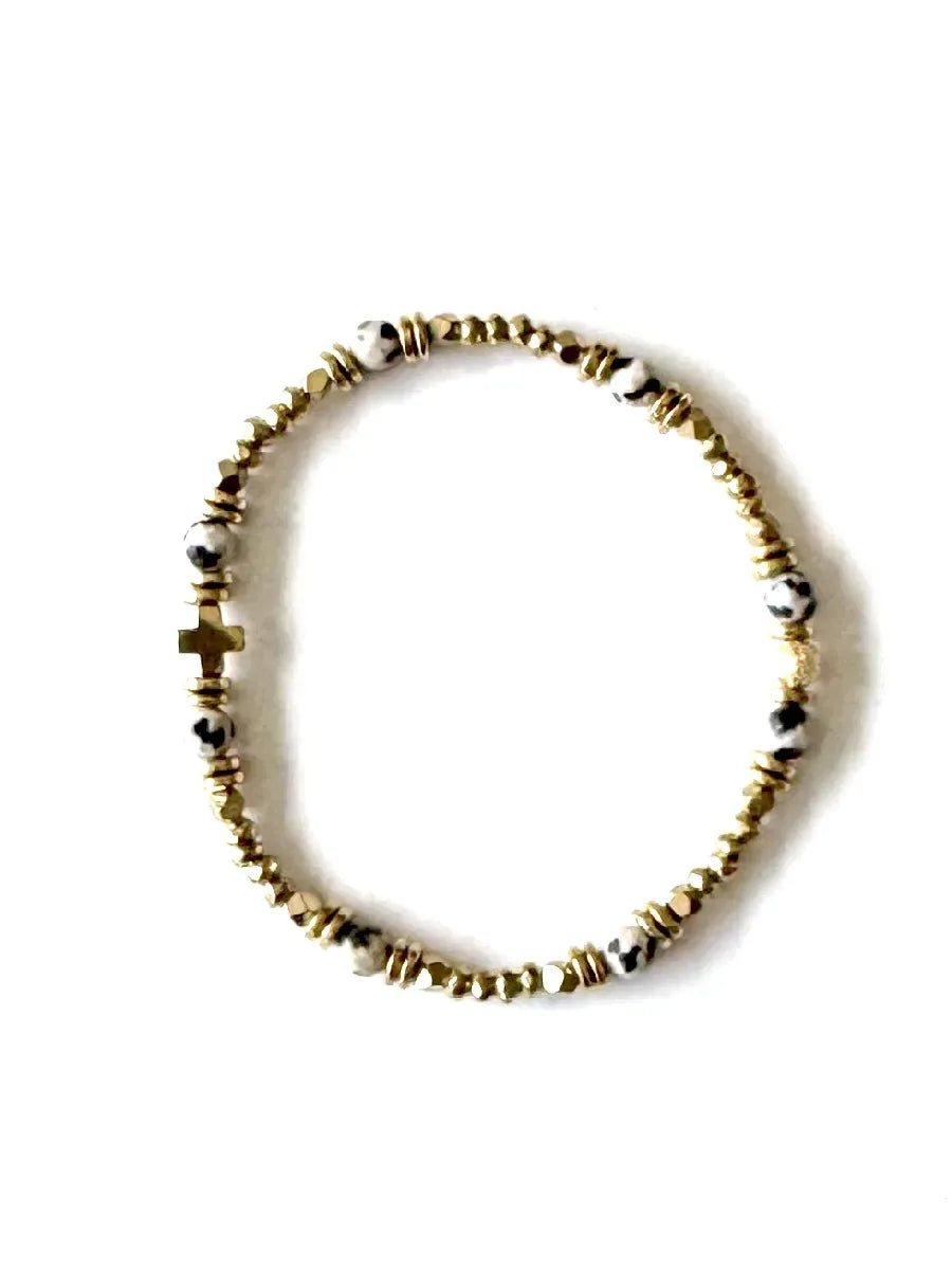 Bracelet en jaspe dalmatien, vue 3 - Paulette Quincaillerie