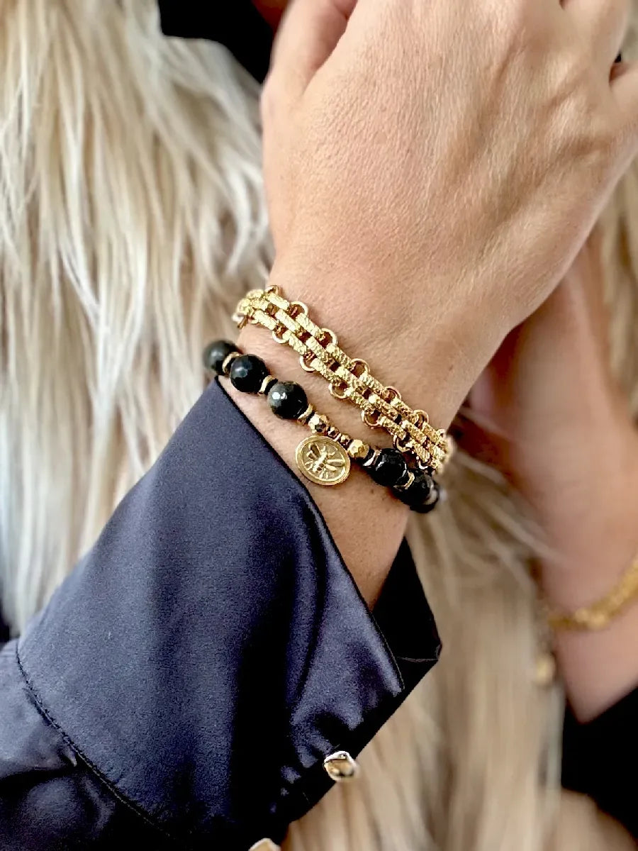 Bracelet en obsidienne dorée, vue 2 - Paulette Quincaillerie