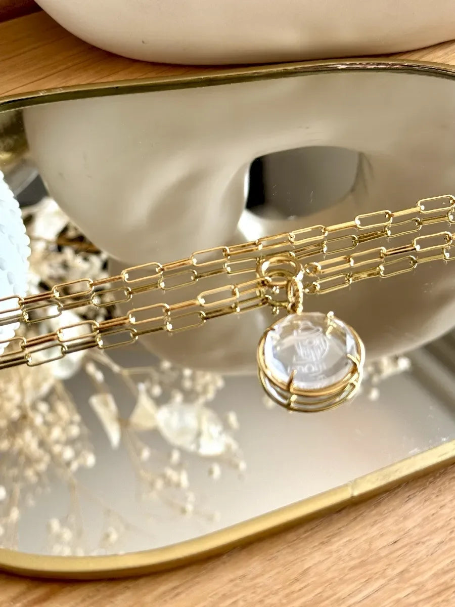 collier chaine maille trombone or