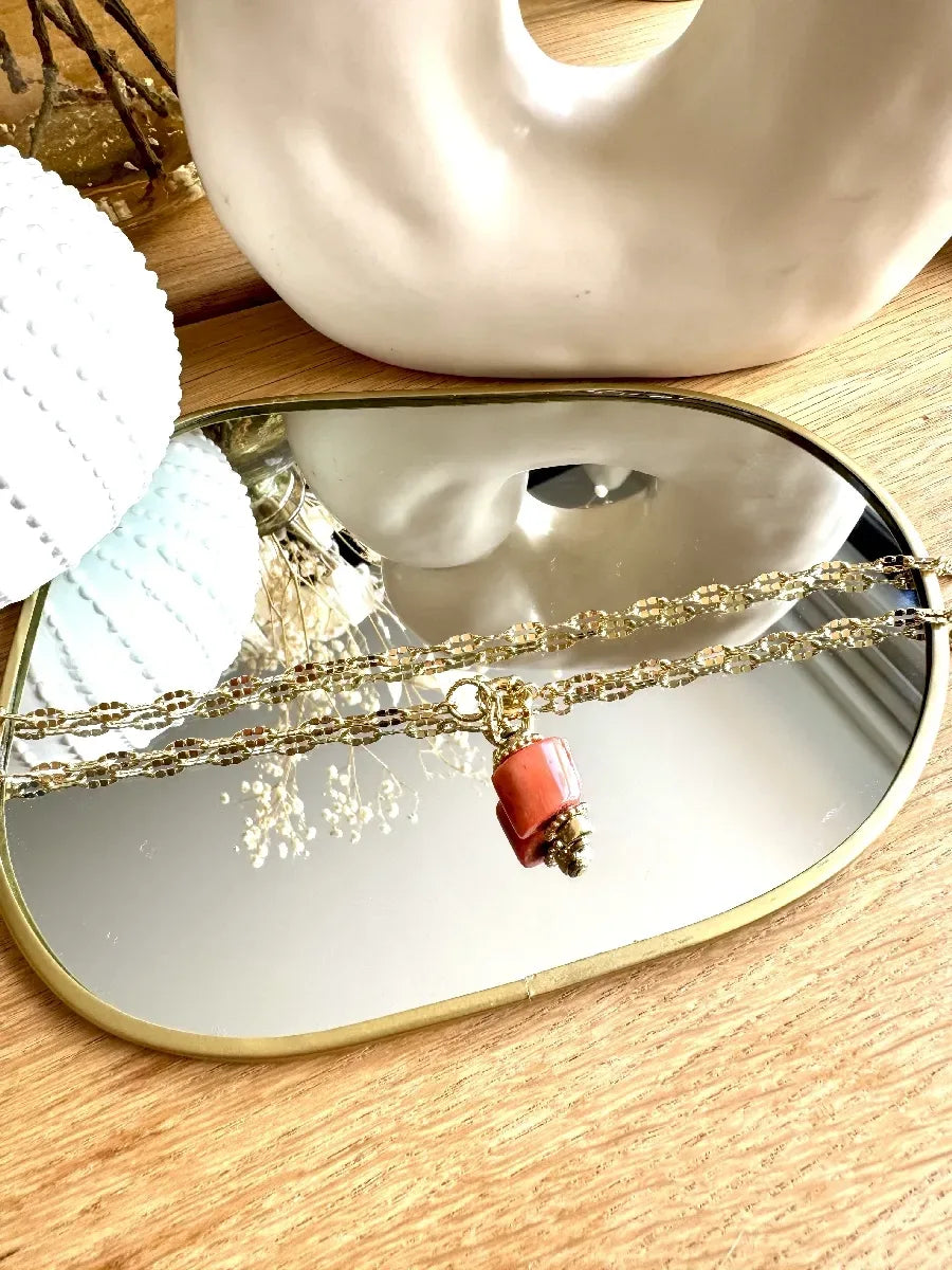 collier sautoir chaine maille ciselée vintage or