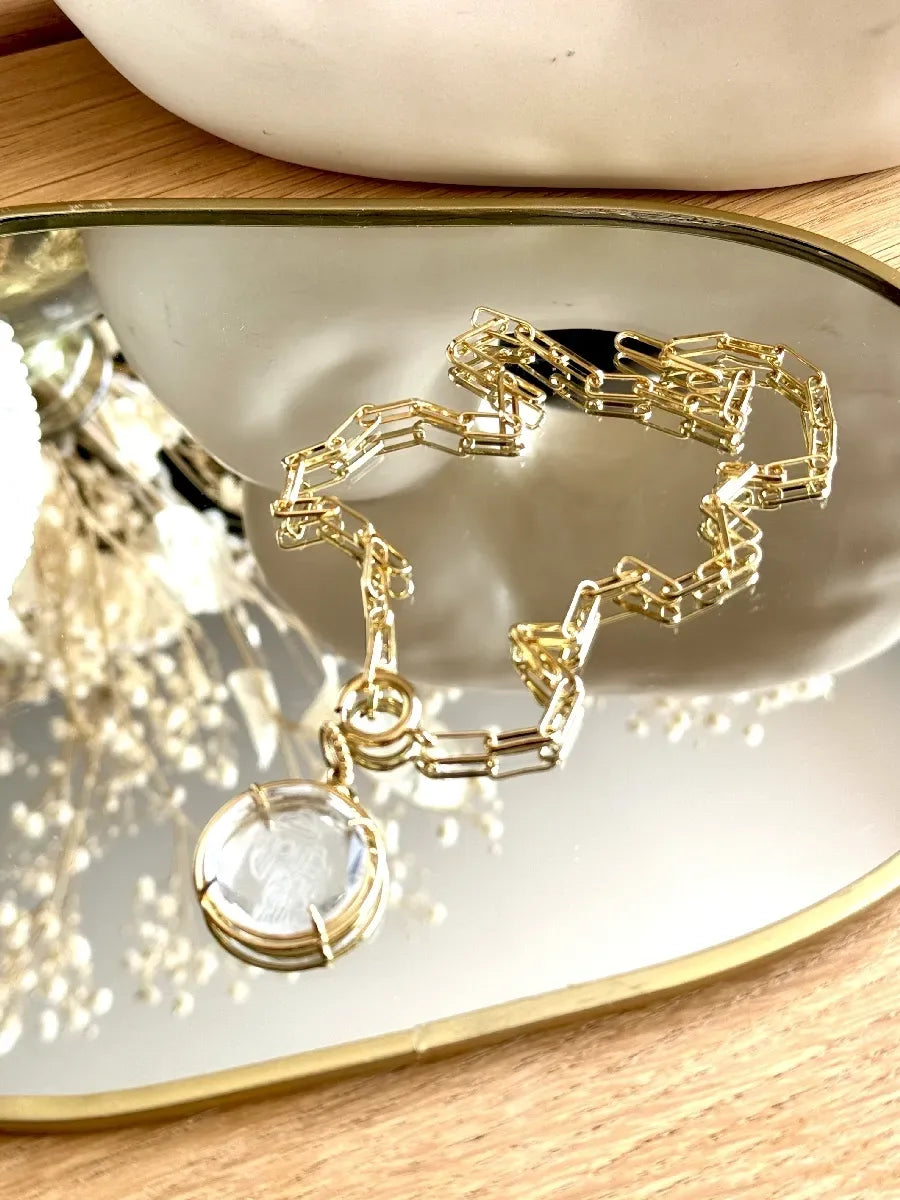 collier chaine maille trombone or