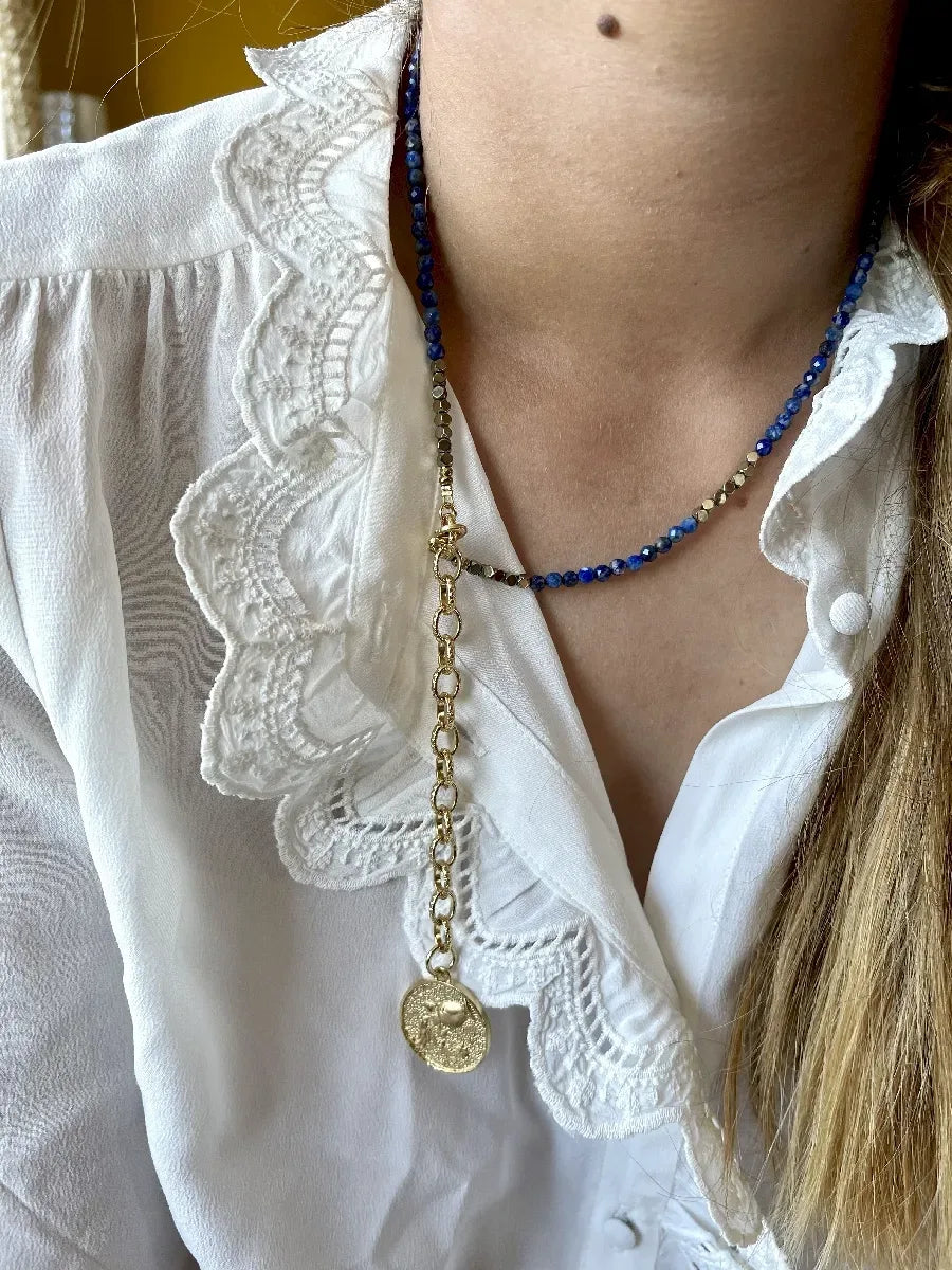 COLLIER VERSEAU LAPIS LAZULI ASTRO MEDAILLON
