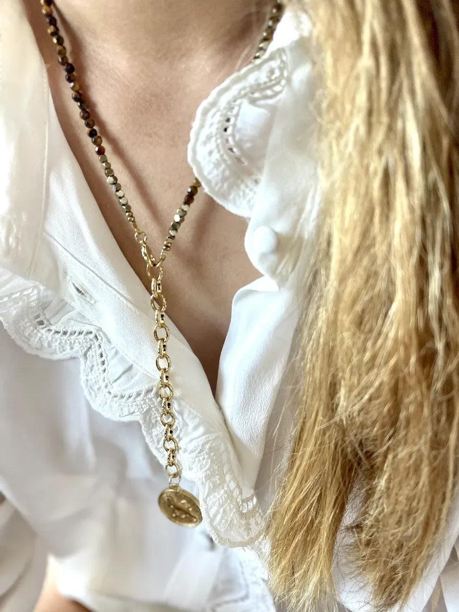 Collier en œil de tigre, vue 2 - Paulette Quincaillerie