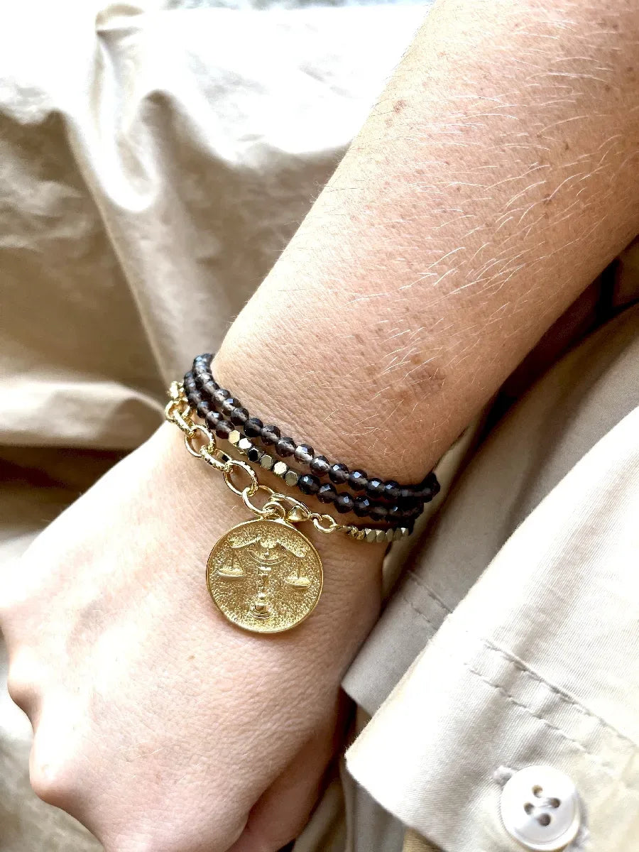 collier balance quartz fumé