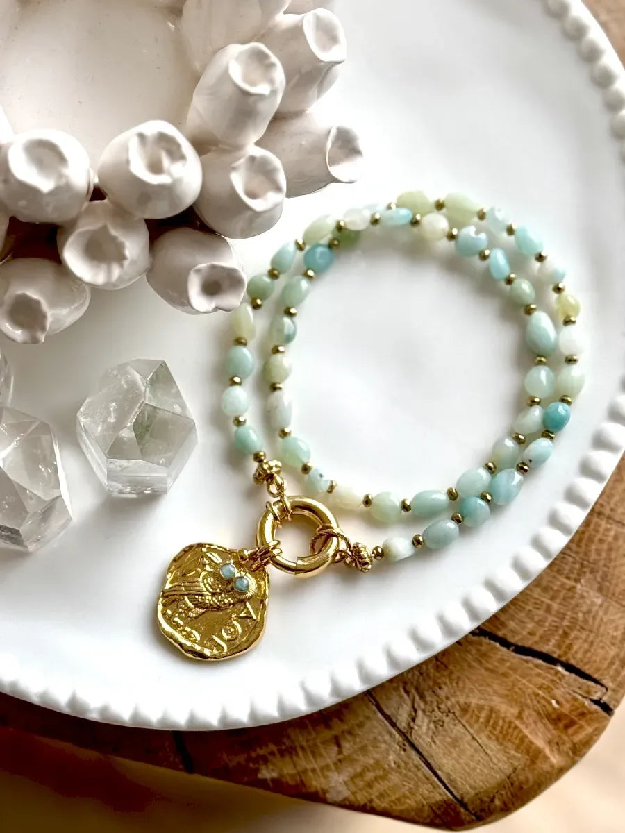 Collier en amazonite, vue 3 - Paulette Quincaillerie